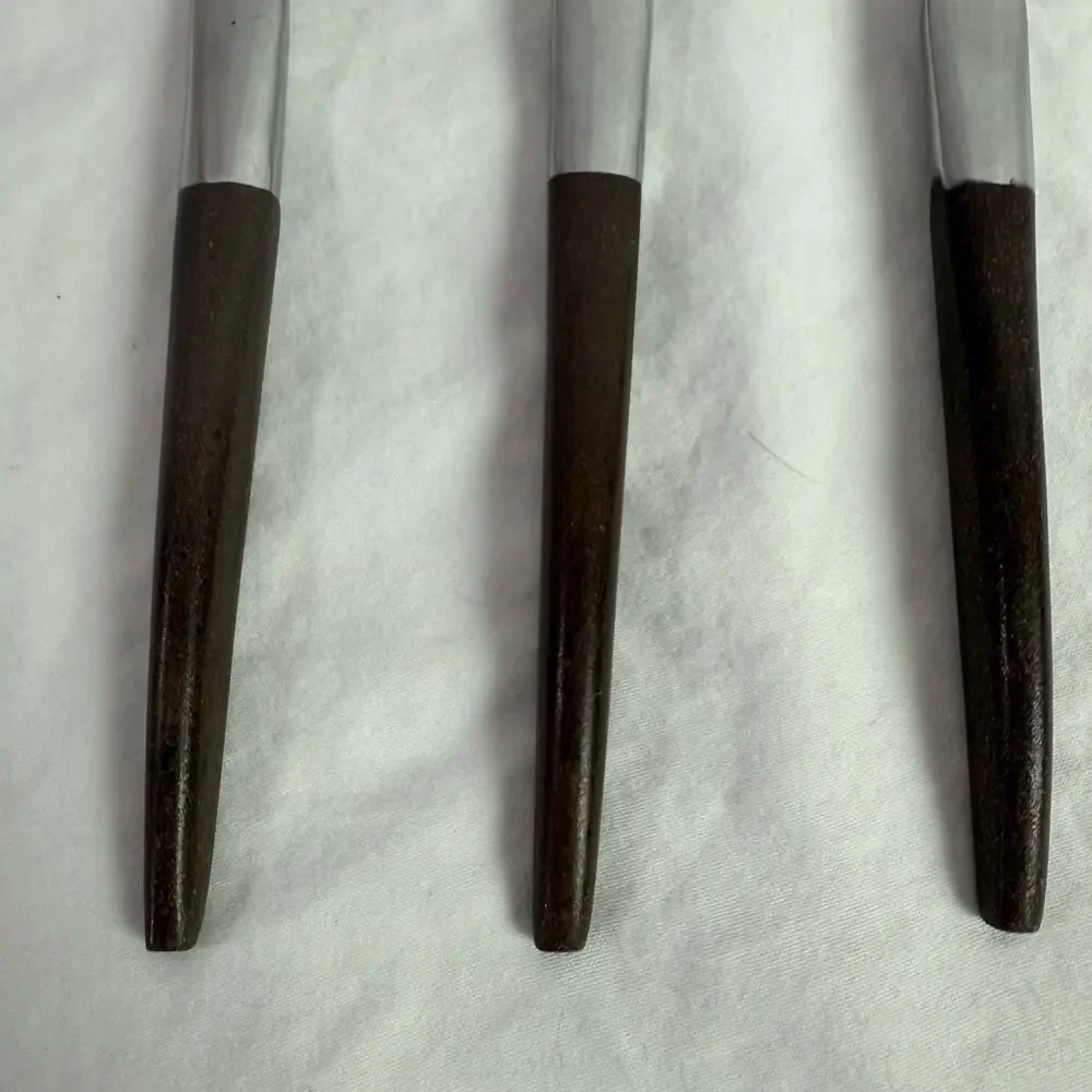 Ekco Eterna La Joya VTG Set 3 Tea Spoons Stainless Steel Faux Wood Flatware